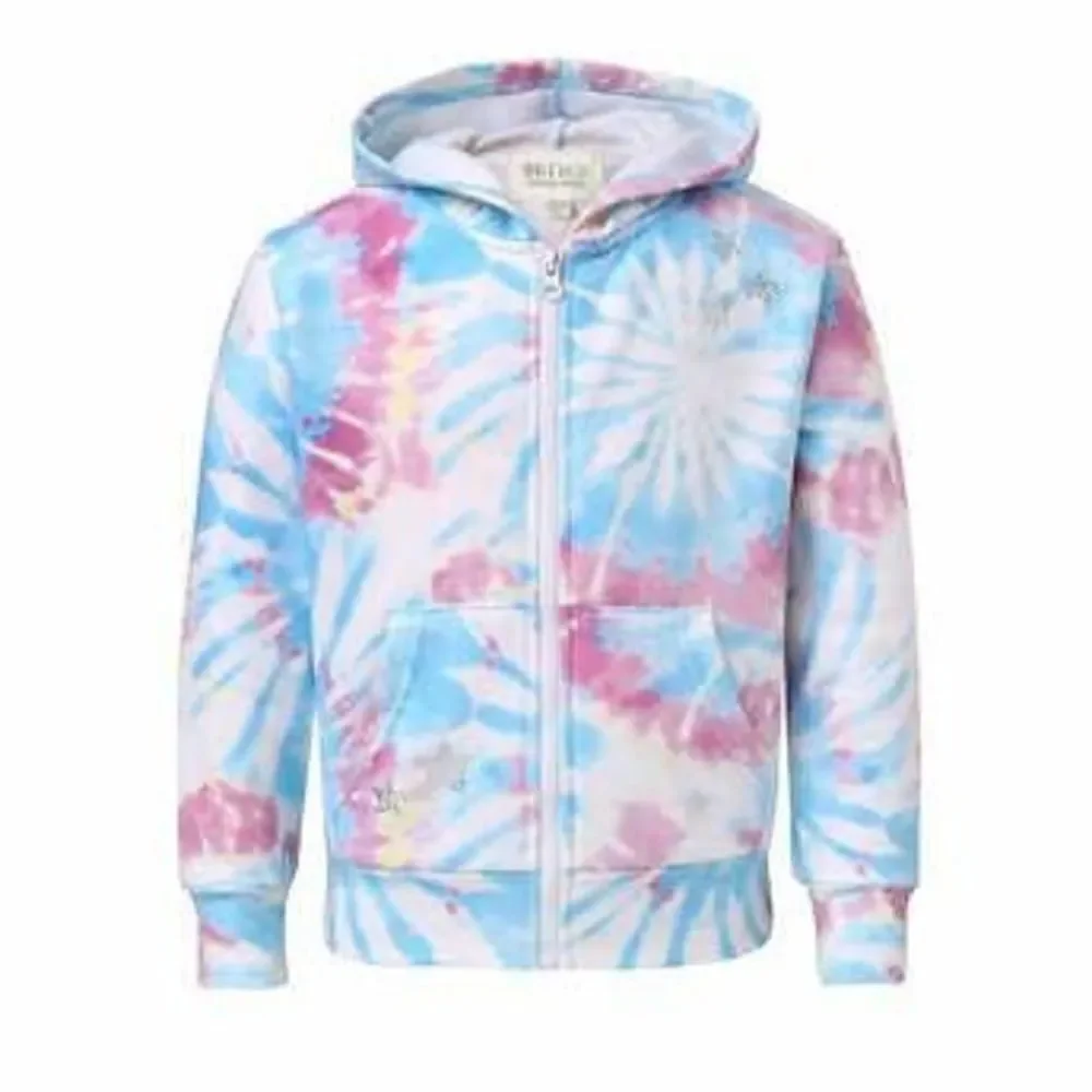 NEW! Butter Youth Girls 2-piece Set Multi Tie Dye Hoodie Zip Jacket and Shorts - Picture 3 of 5
